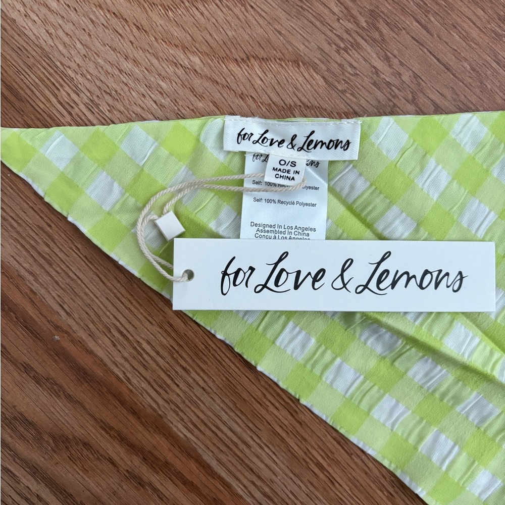 For Love & Lemons Green Gingham Bandana NWT
